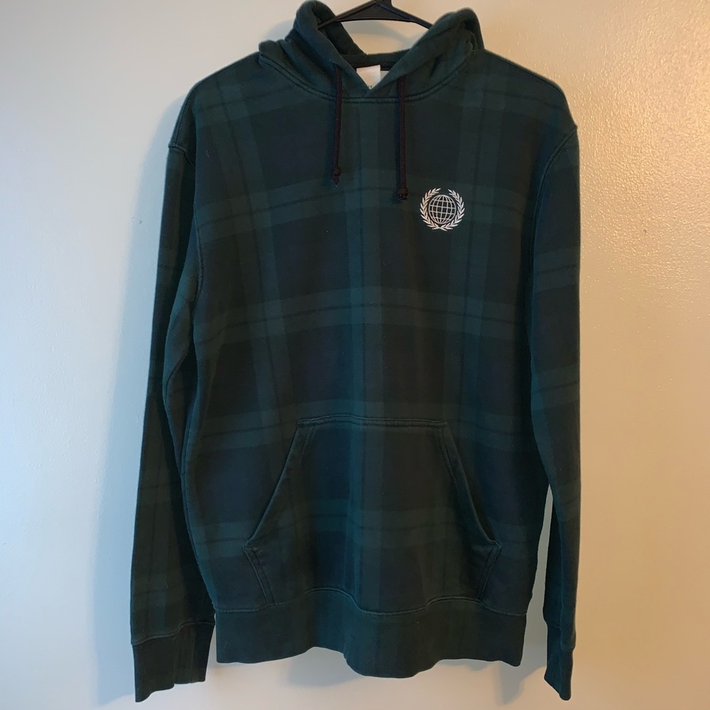 H&M Green Plaid Hoodie M